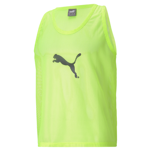 Neon lime green mesh Puma training bib featuring a large black logo on the chest.