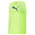 Back view of a neon yellow mesh Puma training bib featuring a large black leaping cat logo.