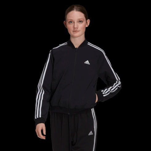 Adidas Essentials 3 Stripe Woven Womens Track Jacket - Black GS1352