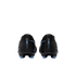 Rear view of black Nike Mercurial soccer cleats with light blue accents and studs, centered on a black background.