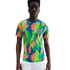 A man in a colorful Nike Brazil soccer jersey with a vibrant jagged pattern and the CBF crest, set against a plain white background.