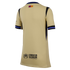 Back view of a gold soccer jersey with black and blue trim, a small red and yellow flag at the neck, and the UNHCR ACNUR logo at the bottom.