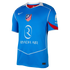 A blue Nike Atletico Madrid soccer jersey featuring white piping, the club crest, and the Riyadh Air sponsor logo.