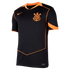 A black Nike soccer jersey with orange accents, featuring the S.C. Corinthians Paulista club crest on the chest and an orange V-neck collar.