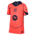Bright orange FC Barcelona soccer jersey featuring navy accents, the club crest, a Nike logo, and a large Spotify sponsor logo.