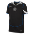 Black Chelsea FC Nike Total 90 football jersey with white trim, a centered circular club crest, and blue piping details.