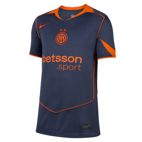 A navy blue Inter Milan training jersey featuring orange accents, the club crest with two stars, Nike swoosh, and Betsson.sport sponsor logo.