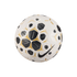 A Nike Academy Elite soccer ball with white, black, and gold geometric patterns and a large black swoosh, centered on a black background.