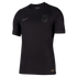 Black Nike short-sleeved soccer jersey with a subtle ribbed texture. Features a grey Nike swoosh, a monochrome shield crest, and "NORGE" text inside the collar.