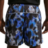 Rear view of men's athletic shorts featuring a blue, grey, and black pixelated camo pattern with white piping details.