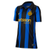 Inter Milan soccer jersey with black and blue serrated stripes, yellow Nike swoosh, team crest with two stars, and yellow "betsson .sport" sponsor logo.
