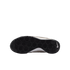 The bottom view of a Nike shoe's black rubber sole with a hexagonal tread pattern and white swoosh logo, shown against a solid black background.