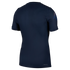 Back view of a navy blue short-sleeved athletic shirt with ribbed texture, a colorful graphic on the right sleeve, and "AERO-FIT" text on the bottom right.