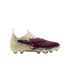 A profile view of a Nike soccer cleat against a solid black background. The shoe features a cream-colored upper, a maroon ribbed toe, and a black-and-white speckled pattern across the mid-section with a small red Nike swoosh. The name ".D. CASTELLANOS." i