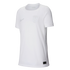 White short-sleeved Nike soccer jersey featuring a monochromatic Norway national team crest and silver swoosh on the chest.