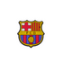 A crest-shaped Soccer Croc Charm featuring the FC Barcelona logo with its traditional red, blue, and yellow colors.