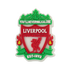 A Liverpool Football Club Soccer Croc Charm featuring the team's iconic crest in red and green, including the liver bird and "You'll Never Walk Alone" motto.