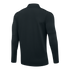 Back view of a black long-sleeve athletic top featuring a mock neck and horizontal seams on the sleeves.