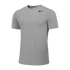 Heather gray Nike short-sleeve performance t-shirt with a black swoosh logo on the upper left chest.