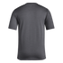 Back view of a plain charcoal grey short-sleeved crew neck t-shirt.