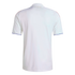 Rear view of a white short-sleeve soccer jersey with red and blue sleeve trim and gold "LUGDUNUM" text on the back collar.