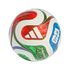 White Adidas soccer ball with red, green, and blue curved patterns. Features the Adidas and FIFA logos with "TRIONDA COMPETITION" text.