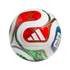 White soccer ball with colorful red, green, and blue patterns, featuring the Adidas logo, FIFA World Cup logo, and the name "TRIONDA."