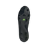 Bottom view of a black Adidas Copa soccer cleat soleplate, featuring black studs, a lime green logo, and a textured pattern.
