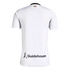 Back view of a white short-sleeved jersey with a small logo at the neck and a large Guidehouse logo on the lower back.