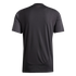 Back view of a black short-sleeved t-shirt with small pink "FREEDOM TO DREAM" text on the upper back.