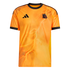 Orange Adidas sports jersey with a lightning bolt graphic, black trim, and a wolf-head logo.
