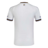 Rear view of a white soccer jersey with blue and yellow trim on the collar and sleeves. 'DALE BOCA DALE' is printed on the upper back.