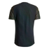 Back view of a black soccer jersey with gold geometric patterns on the sleeves and shoulders. Gold 'LOS ANGELES' text is printed at the back neck.