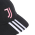 A black baseball cap with a pink embroidered Juventus logo on the front and three white stripes on the brim.