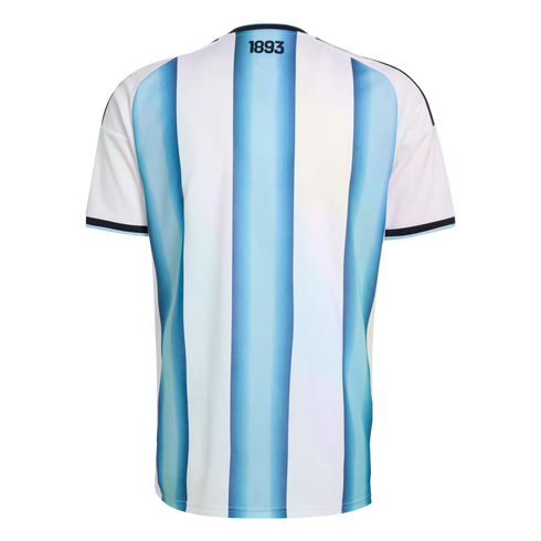 Back view of a light blue and white striped soccer jersey with "1893" printed on the upper back, against a black background.