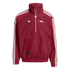 Maroon Adidas x Arsenal half-zip track jacket with white sleeve stripes. Features Trefoil logo, cannon crest, and kangaroo pocket against a black background.