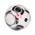 White soccer ball with black and pink circular patterns, a pink Adidas logo, and gold 'MATCH BALL REPLICA CLUB' text. A pink Juventus logo is visible at the top.