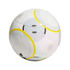 A white soccer ball with yellow and grey curved designs and the text 'Bernabéu' on its surface, isolated on a white background.