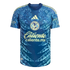 Club América navy and teal training jersey by Adidas, featuring an intricate eagle feather graphic and yellow sponsor logos.