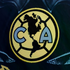 Emblem of Club América, featuring a black map of the Americas between light blue letters "C" and "A" on a yellow circle.