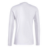 Back view of a pale grey long-sleeved performance shirt with dark grey mesh underarm panels and ribbed cuffs.
