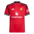 Red Manchester United 2024/25 home jersey featuring the Adidas logo, team crest, and Snapdragon sponsor logo.