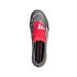 Top-down view of a grey and black Adidas Predator soccer cleat with a red fold-over tongue and white logo. The name "PREDATOR" is visible on the insole.