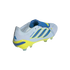 A light blue and yellow Adidas Predator soccer cleat with a fold-over tongue, set against a solid black background.