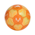 An orange and yellow Adidas F50 soccer ball featuring the Lionel Messi logo, set against a black background.