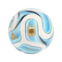 Light blue and white Adidas soccer ball featuring a gold Argentina AFA crest and three stars against a solid black background.