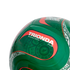 Close-up of a green soccer ball with Mexico-themed Aztec patterns and a red-bordered section labeled "TRIONDA CLUB MATCH BALL REPLICA".