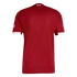 Back view of a red soccer jersey with white sleeve cuffs and a small white emblem at the back of the neck featuring the number 97 between two flames.