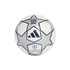Adidas UEFA Champions League mini soccer ball featuring silver star-shaped panels, white sections, and "25 Years" branding, centered on a black background.