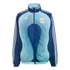 Blue Adidas Argentina national football team track jacket with the AFA crest and light blue wavy graphic patterns on the front.